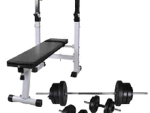 Banc de Musculation complet support de poids halteres + 60kg de poids et barre